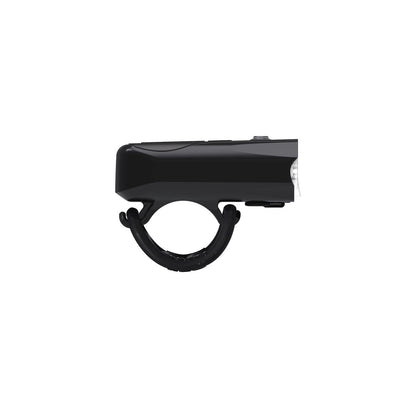 LEZYNE KTV DRIVE PRO 300+ első lámpa oldalnézetből, rögzítőpánttal