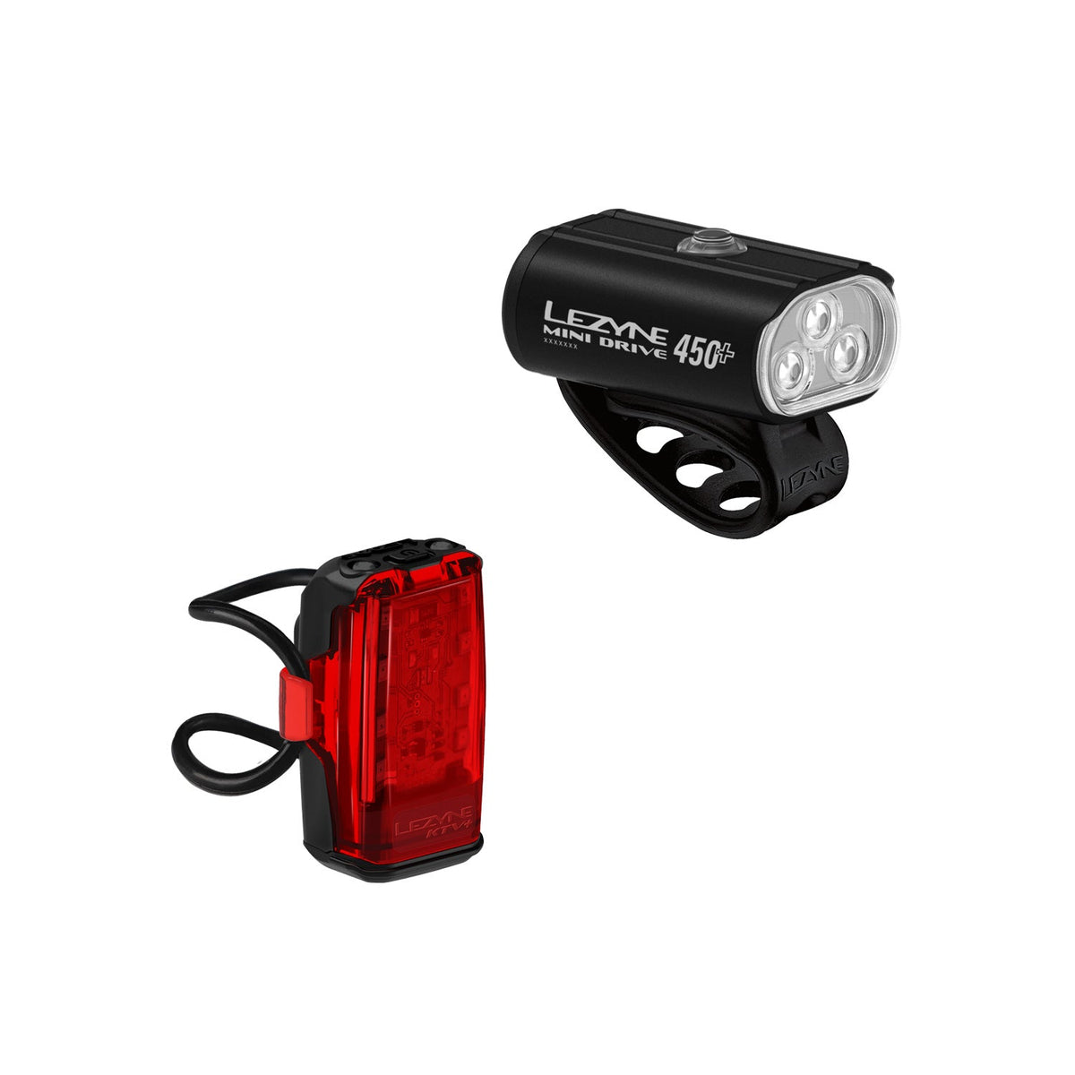 Komplet svjetala LEZYNE MINI DRIVE 450+ prednje i KTV+ DRIVE stražnje, crni
