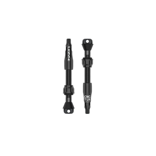 2 juodų LEZYNE CNC PRO 44 mm bekamerių padangų ventilių rinkinys