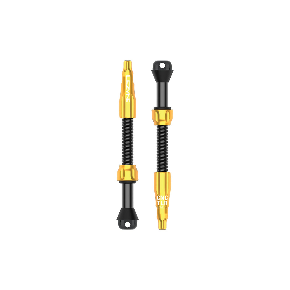 2-pack LEZYNE CNC PRO slanglösa ventiler 60 mm, guld