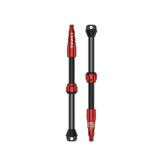 2 LEZYNE CNC PRO 80 mm raudonų bekamerių ventilių rinkinys