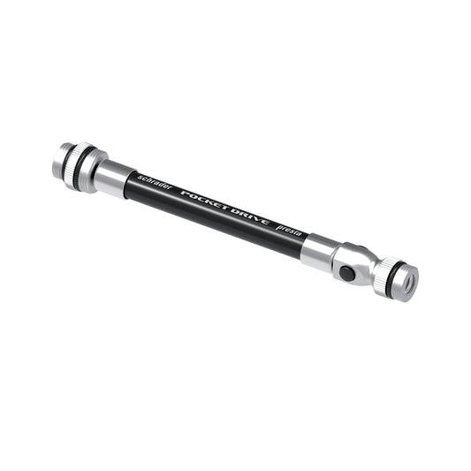 Crno-srebrno zamjensko crijevo LEZYNE ABS Flex Presta/Schrader za Pocket Drive Mini