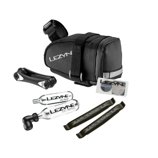 LEZYNE Caddy juodas balnelio krepšelis su CO2 rinkiniu