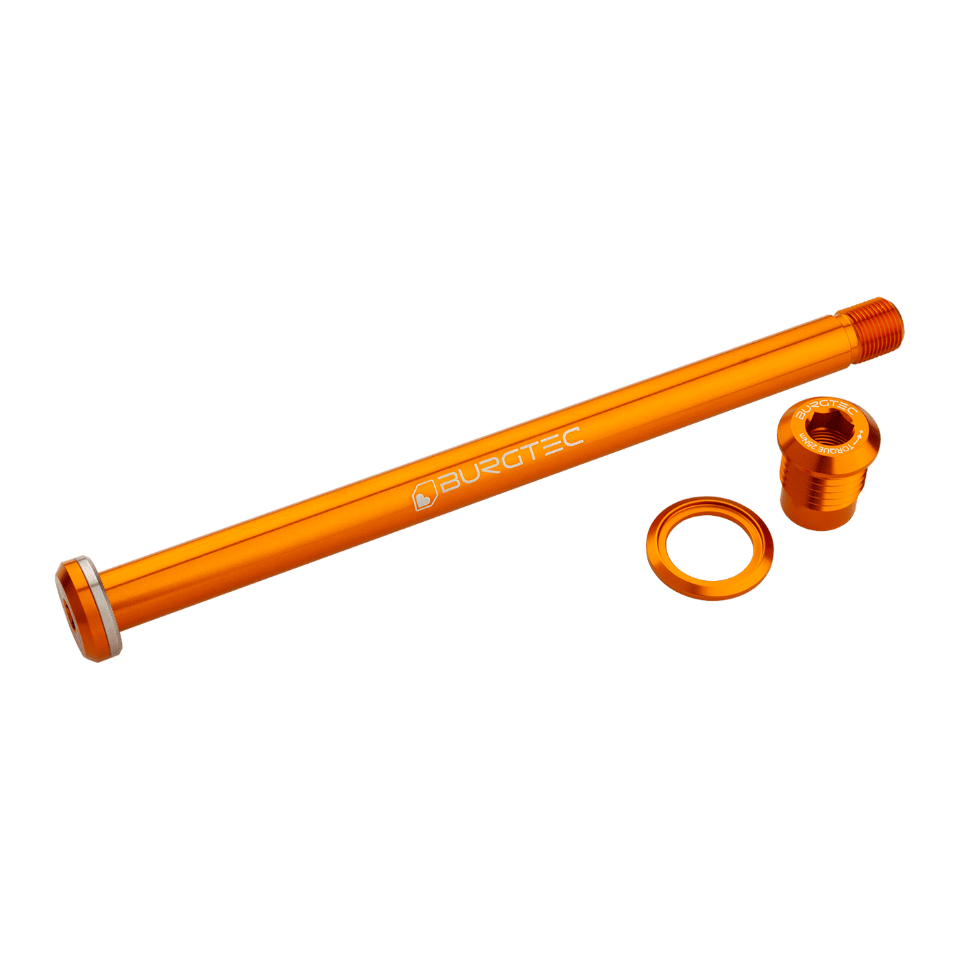 Baghjulsakse BURGTEC 174mm til Yeti-ramme Orange