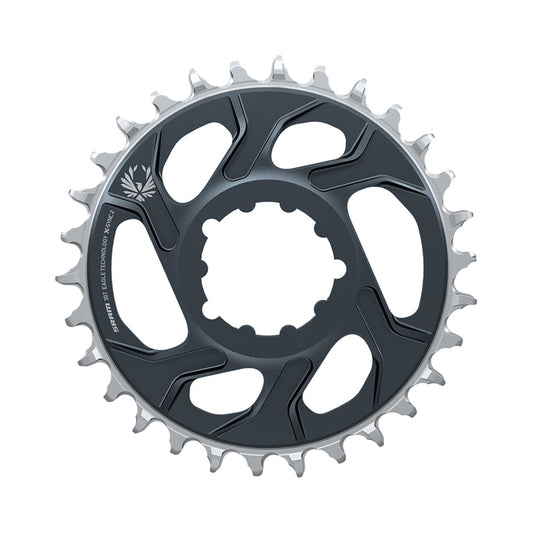 SRAM X-SYNC 2 EAGLE -yksittäiseturatas, 12-vaihteinen, suorakiinnitys, 6 mm:n offset, Lunar Grey — eturatas valkoisella taustalla