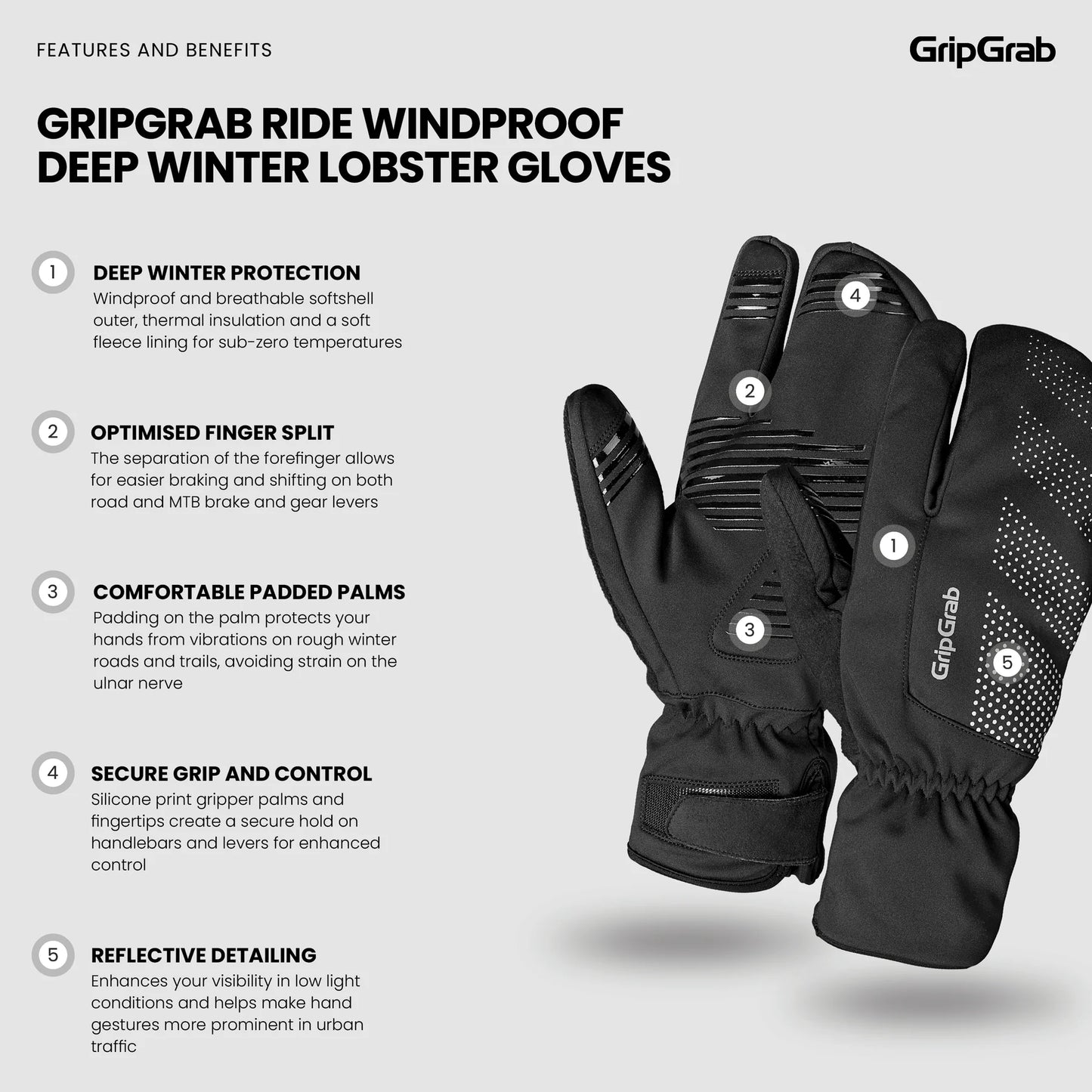 Gants GRIPGRAB DEEP WINTER LOBSTER Noir