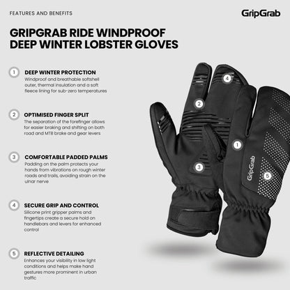 Handsker GRIPGRAB DEEP WINTER LOBSTER Sort