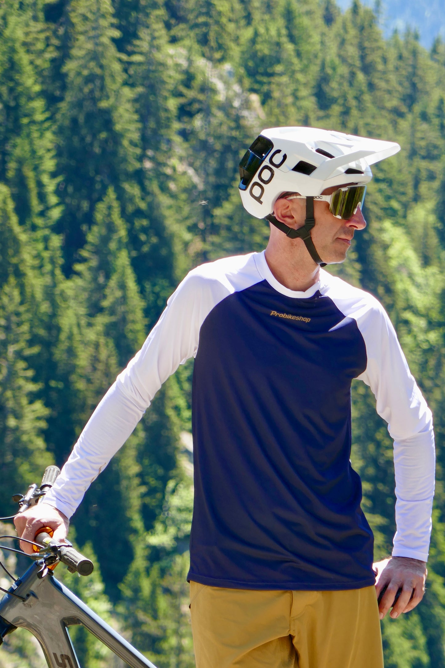Maillot PROBIKESHOP By CHEF DE FILE FREERIDE Manches Longues Marine/Blanc