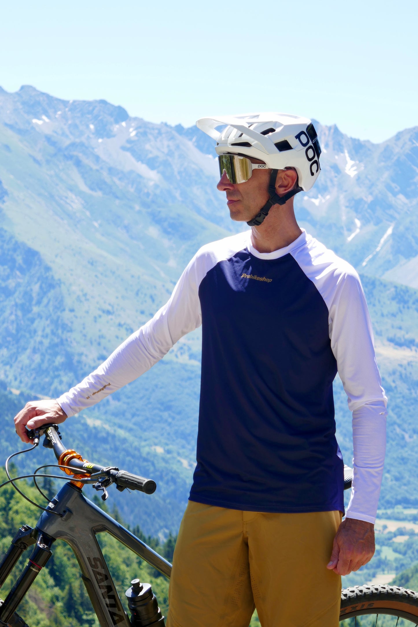 Maillot PROBIKESHOP By CHEF DE FILE FREERIDE Manches Longues Marine/Blanc