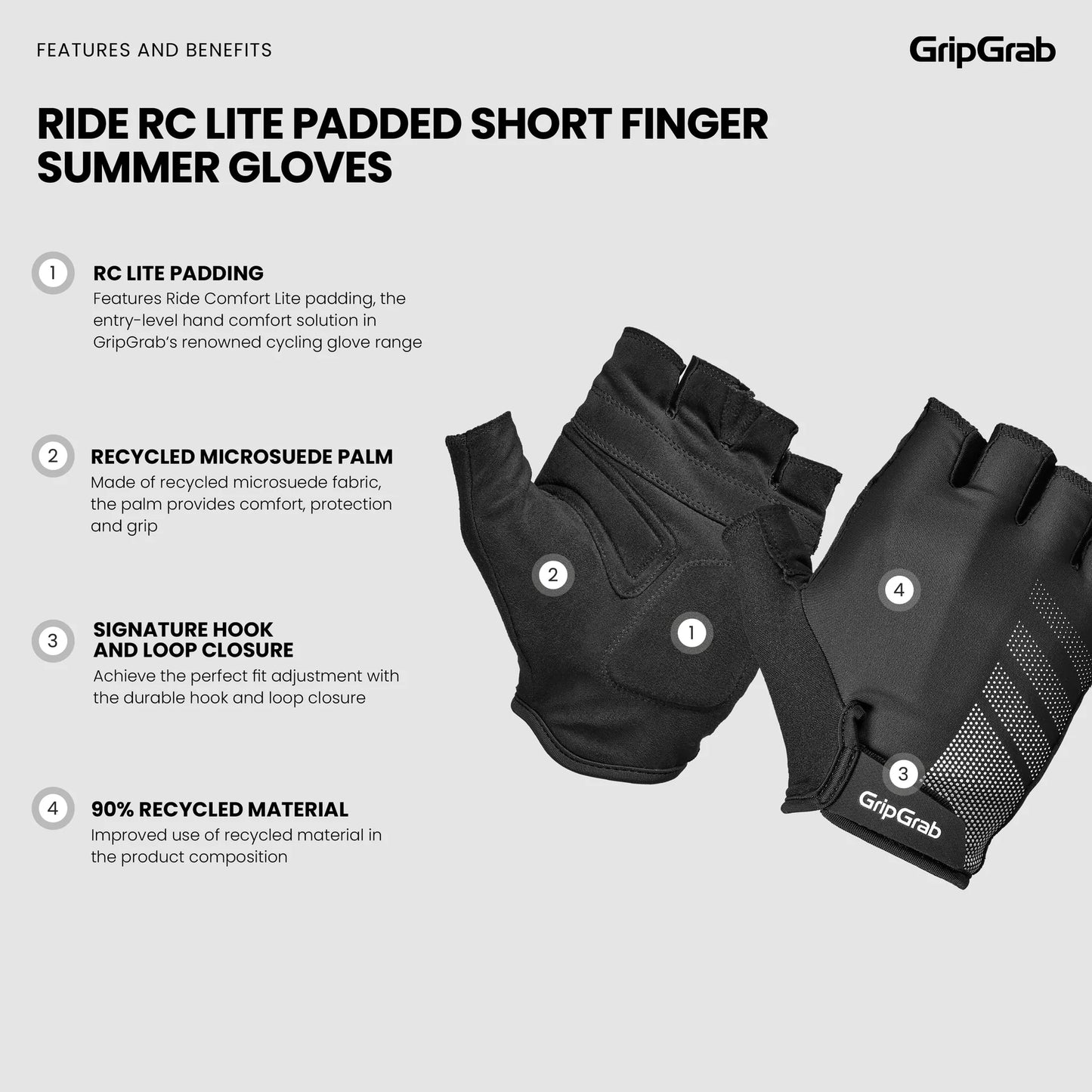 Gants Courts GRIPGRAB RIDE LITE Blanc