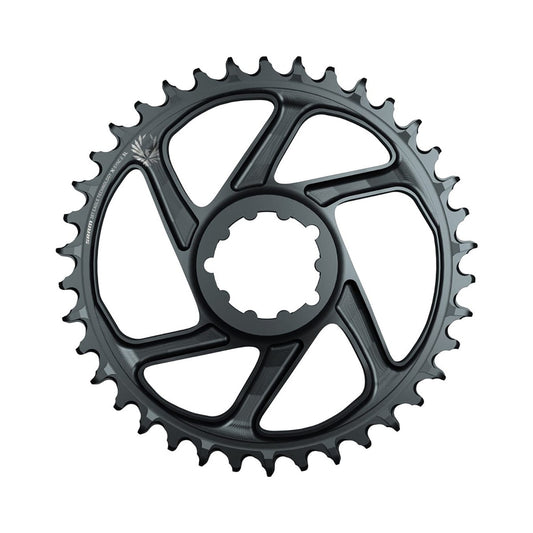 SRAM EAGLE X-SYNC 2 SL -yksittäiseturatas, 12-vaihteinen, suorakiinnitys, 6 mm:n offset, Lunar Grey — eturatas valkoisella taustalla
