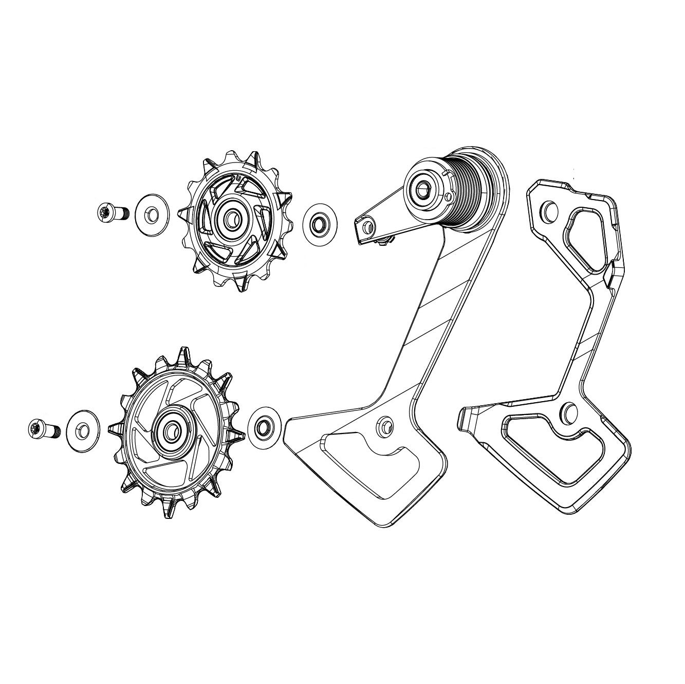 Płytka Tylnego Derailleur i Kółka Prowadzące SRAM RED XPLR AXS E1