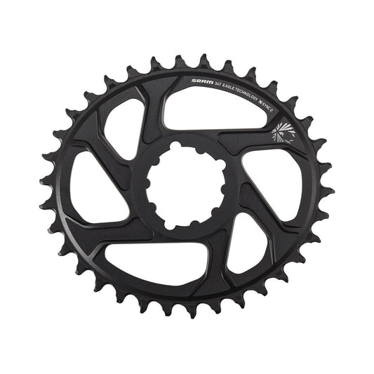 Soikea SRAM EAGLE X-SYNC2 -yksittäiseturatas, 12-vaihteinen, suorakiinnitys, 6 mm:n offset — eturatas valkoisella taustalla