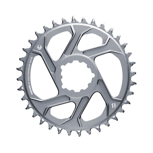 SRAM EAGLE X-SYNC 2 -yksittäiseturatas, Boost, 11/12-vaihteinen, suorakiinnitys, 3 mm:n offset, harmaa — eturatas valkoisella taustalla