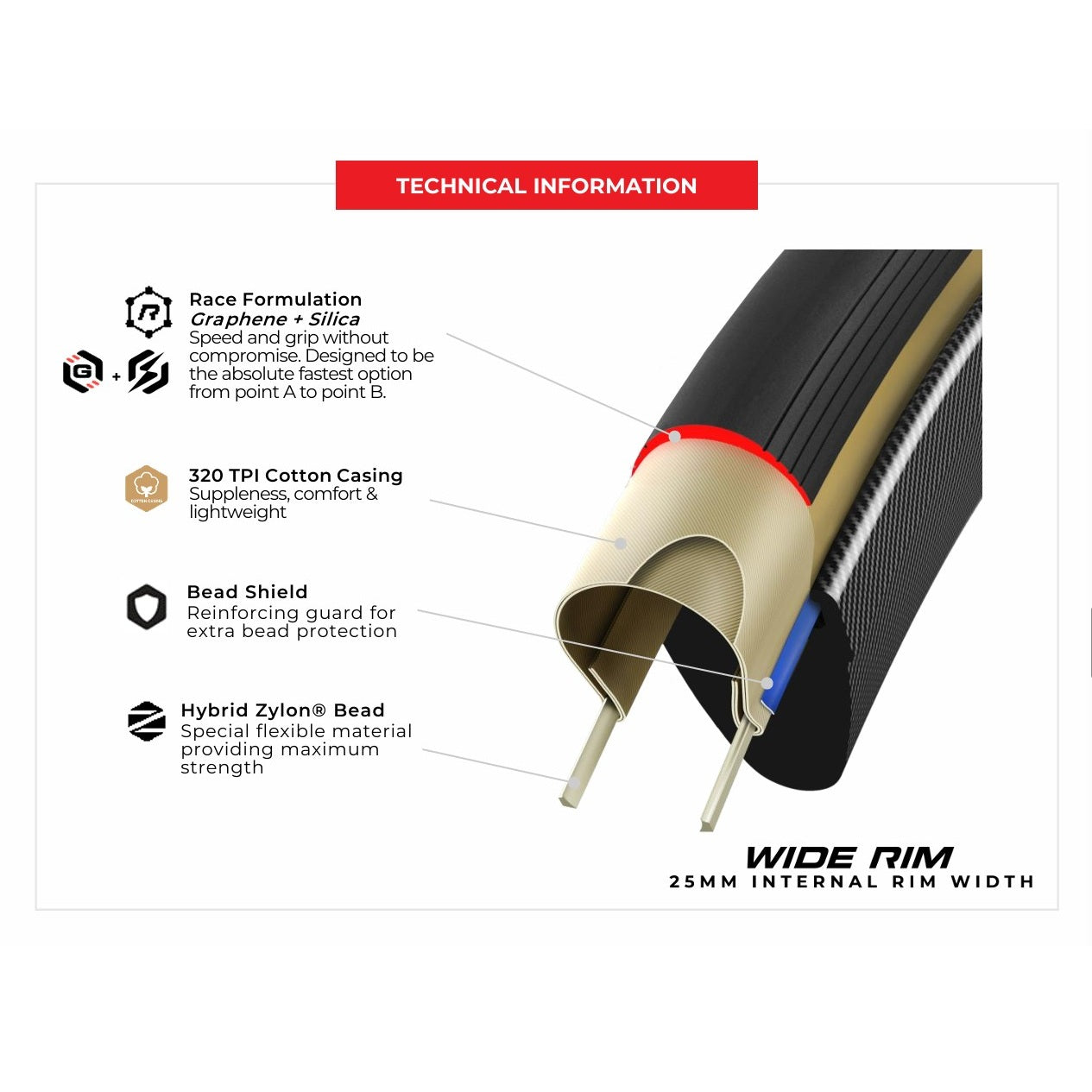 Pneu VITTORIA CORSA PRO SPEED WIDE Graphene G2.0 700c Tubeless Ready Souple Beige