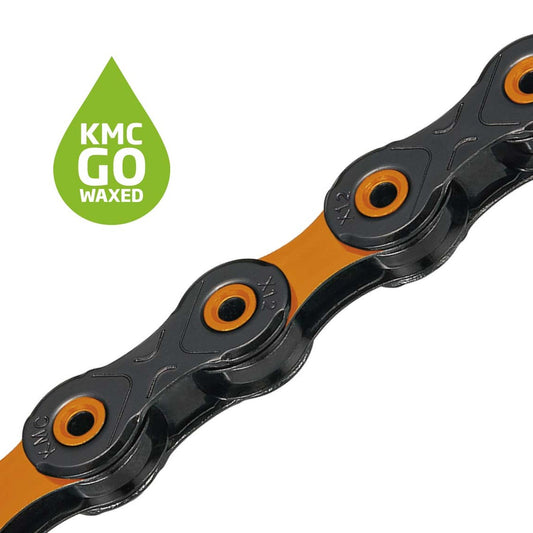 Chaîne 12V KMC DLC12 Waxed Noir/Orange Ciré