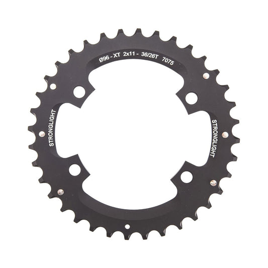 STRONGLIGHT Shimano XT M8000/SLX M7000 -ulompi eturatas, 11-vaihteinen, 4 kiinnitysreikää, 96 mm — eturatas valkoisella taustalla