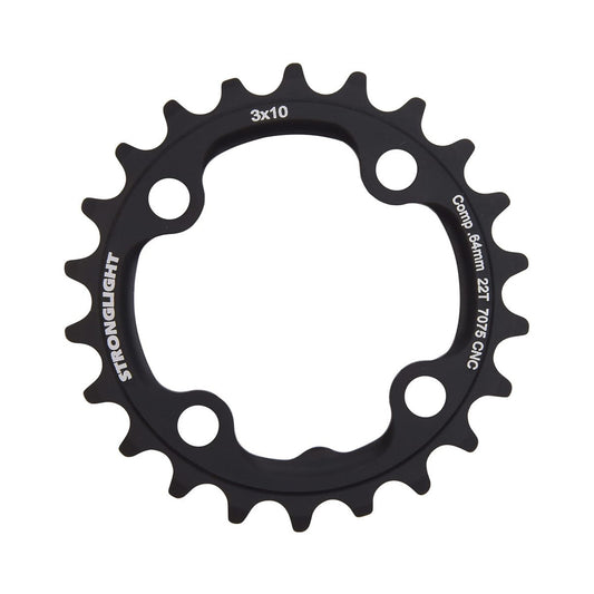 STRONGLIGHT CT² -sisempi eturatas, 10-vaihteinen, kolmen eturattaan kampisarjaan, 4 kiinnitysreikää, 64 mm — eturatas valkoisella taustalla
