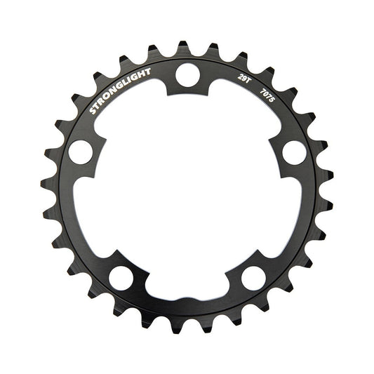 STRONGLIGHT ALU 7075 -keskieturatas, 9-vaihteinen, 5 kiinnitysreikää, 94 mm — eturatas valkoisella taustalla