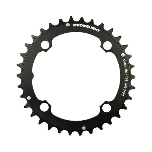 STRONGLIGHT ALU 7075 -keskieturatas, 9-vaihteinen, 4 kiinnitysreikää, 104 mm — eturatas valkoisella taustalla