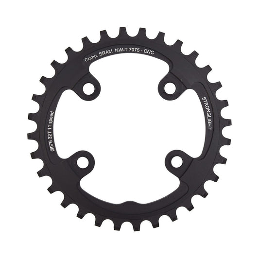 STRONGLIGHT ALU 7075 Sram XX1 -yksittäiseturatas, kapea–leveä hammastus, 11-vaihteinen, 4 kiinnitysreikää, 76 mm — eturatas valkoisella taustalla
