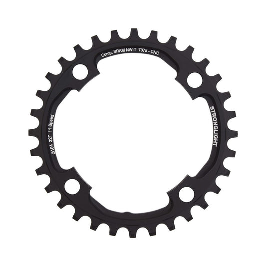 STRONGLIGHT ALU 7075 Sram X01 -yksittäiseturatas, kapea–leveä hammastus, 11-vaihteinen, 4 kiinnitysreikää, 104 mm — eturatas valkoisella taustalla