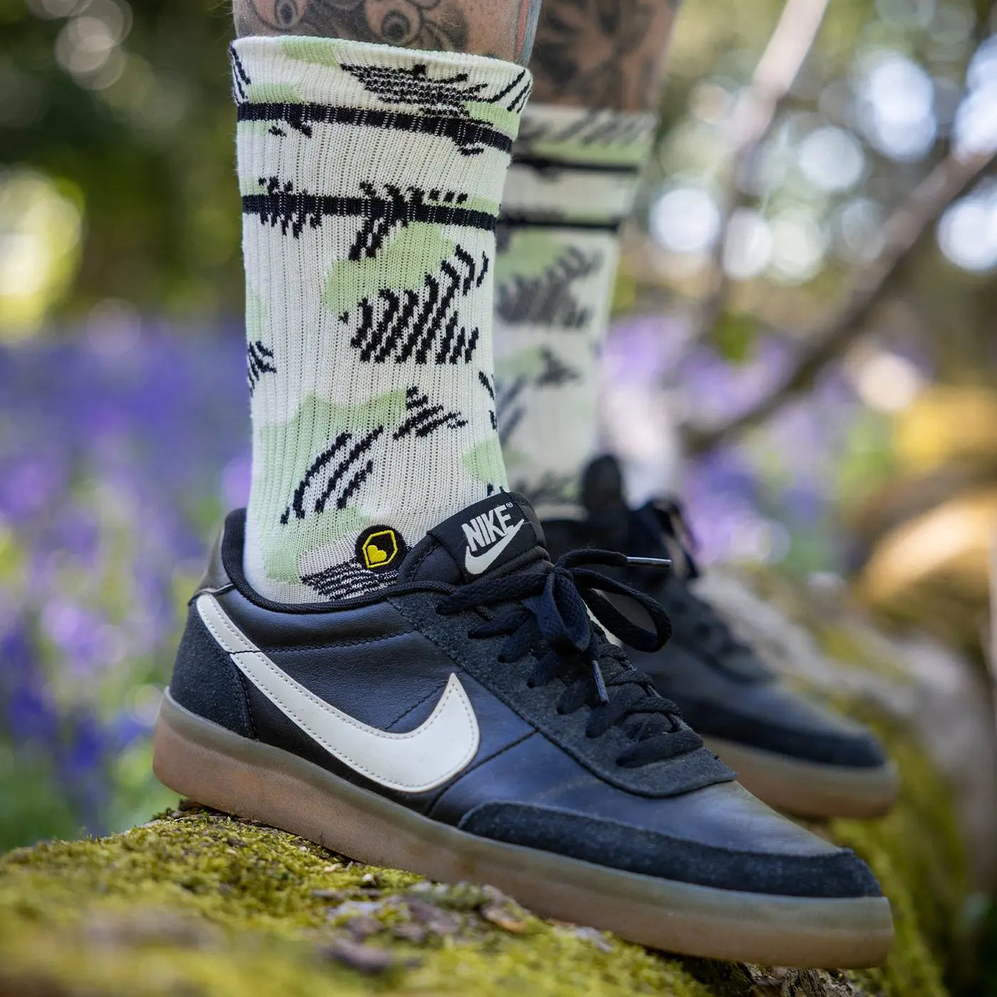 Chaussettes BURGTEC EVERYDAY CREW PATTERNED Blanc/Vert