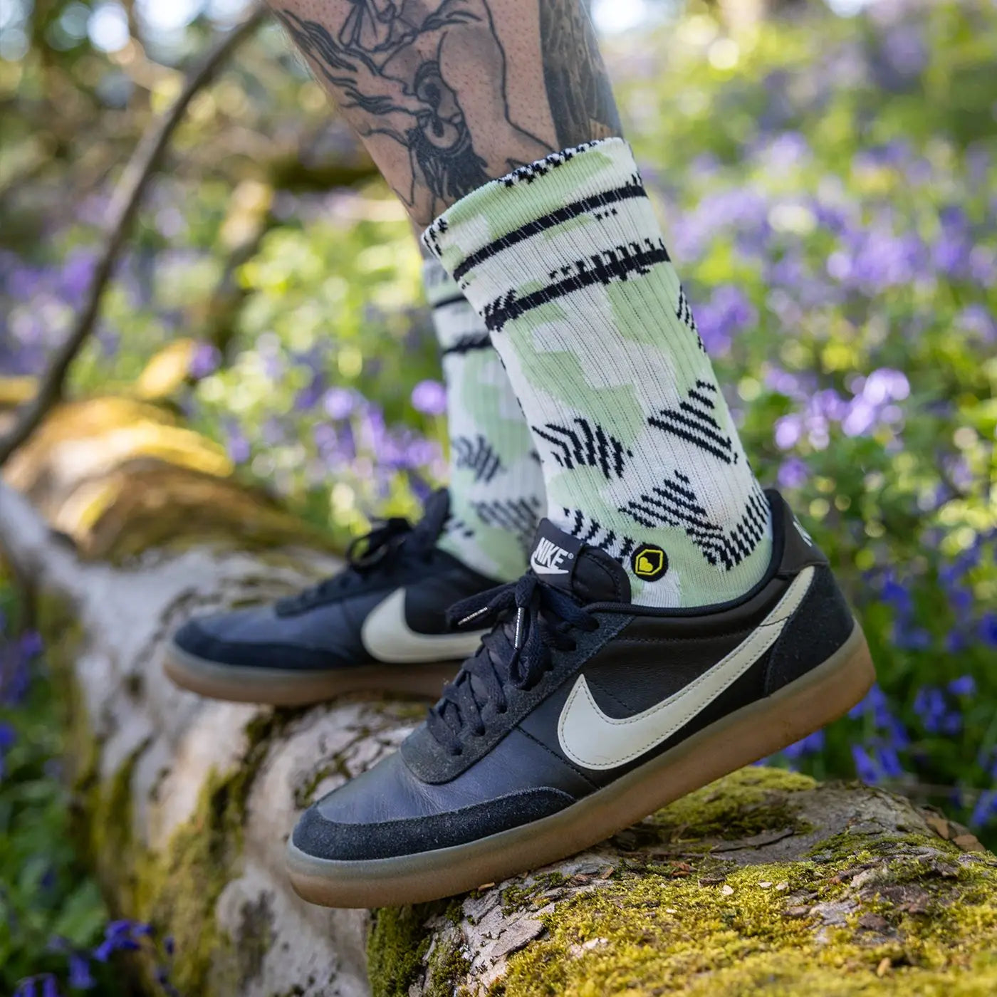 Chaussettes BURGTEC EVERYDAY CREW PATTERNED Blanc/Vert