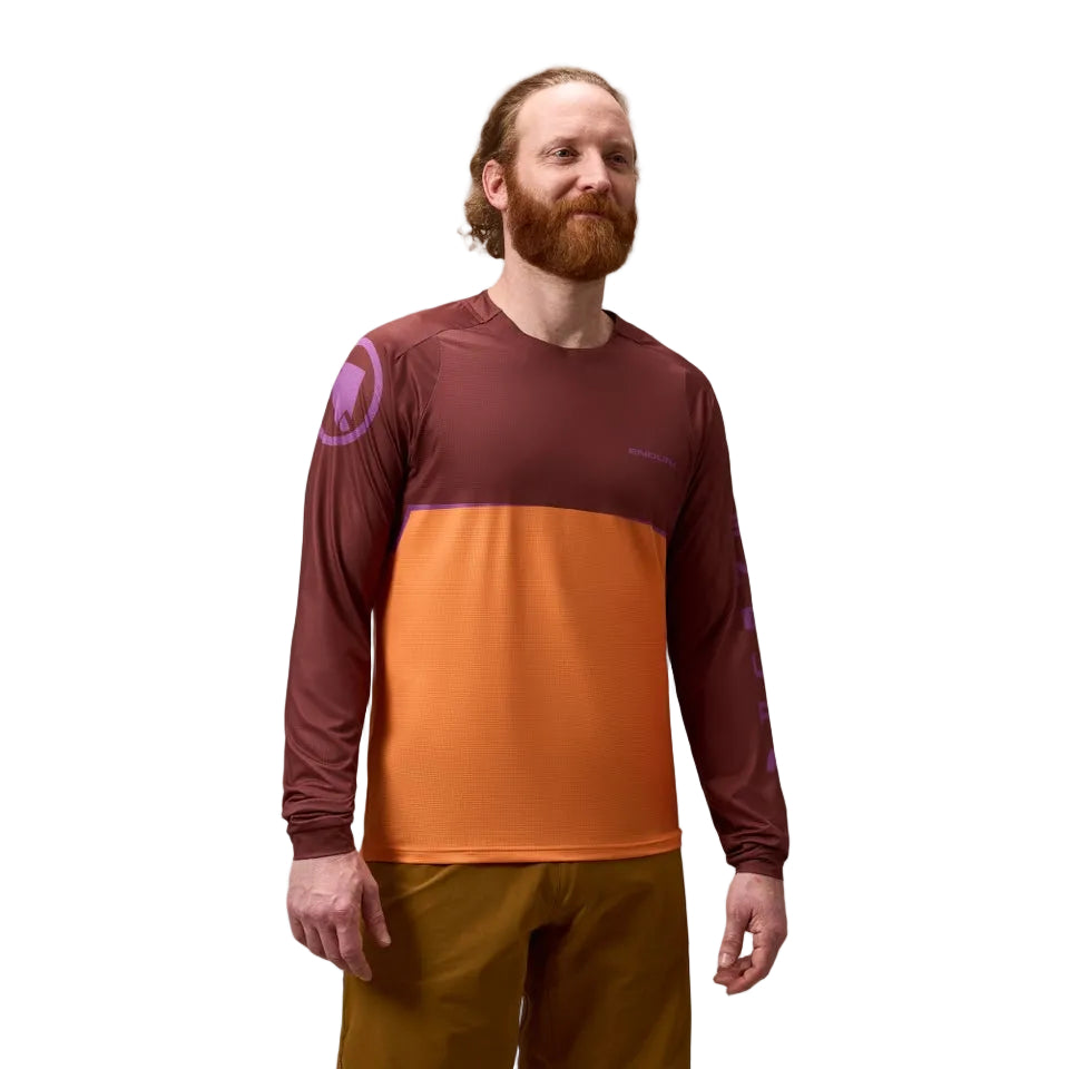 ENDURA SINGLETRACK CORE PRINTED Long Sleeve Jersey End Orange