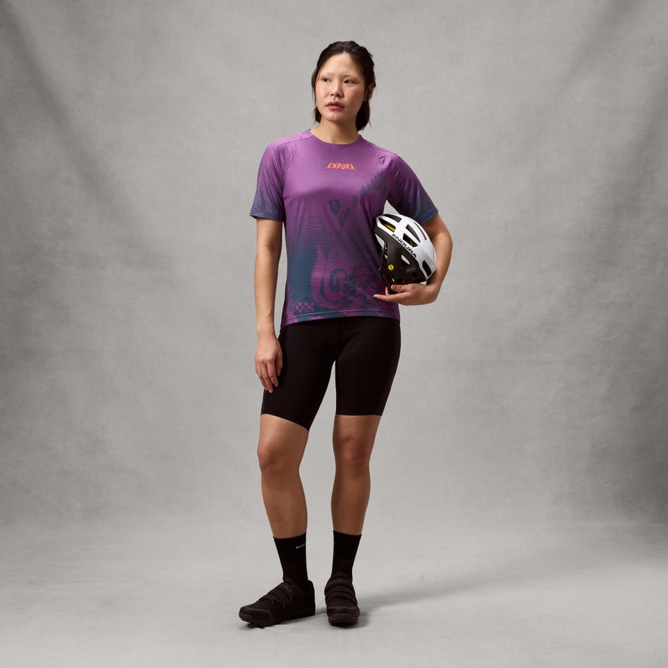 Maillot ENDURA SINGLETRACK PRINT Manches Courtes Femme End Purple