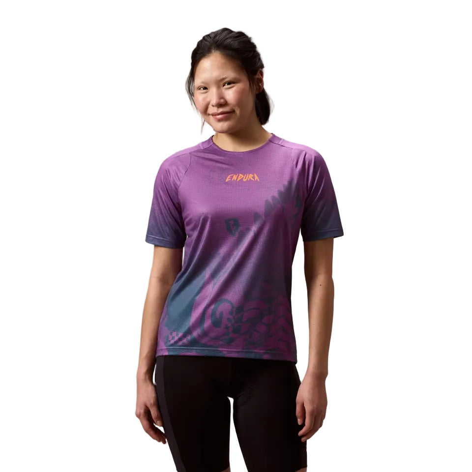 Maillot ENDURA SINGLETRACK PRINT Manches Courtes Femme End Purple