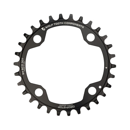 WOLF TOOTH Sram X01/X1/GX/NX -yksittäiseturatas, 94 BCD, 10/11-vaihteinen, 4 kiinnitysreikää, 94 mm, musta — eturatas valkoisella taustalla