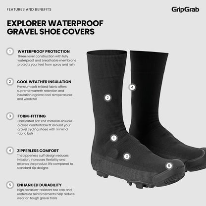 Coberturas de Sapatos GRIPGRAB EXPLORER WATRPROOF GRAVEL Preto