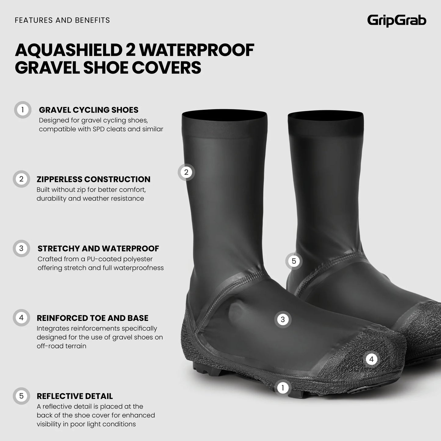 Návleky na boty GRIPGRAB AQUASHIELD 2 WATERPROOF GRAVEL Černá