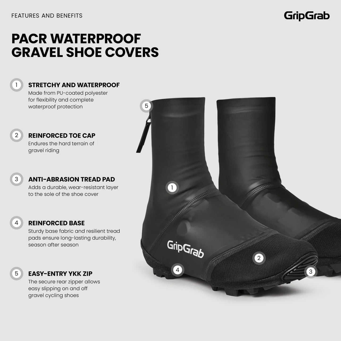 Skoovertræk GRIPGRAB PACR WATERPROOF GRAVEL Sort