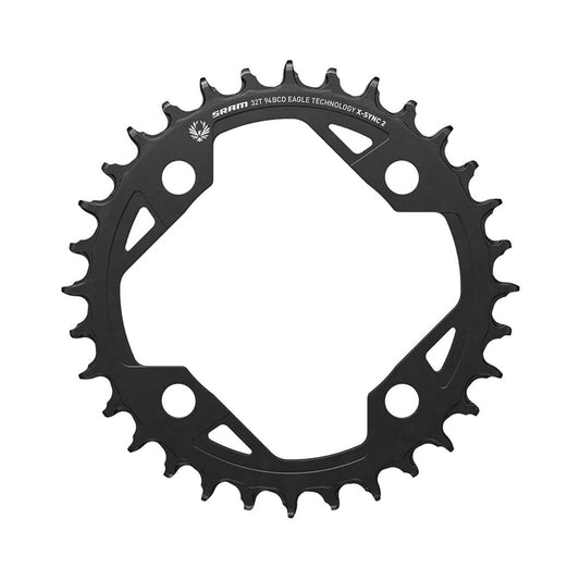 SRAM X-SYNC 2 94BCD EAGLE EMTB 12-vaihteinen 1x-eturatas, 4 pultin kiinnitys, 94 mm — eturatas valkoista taustaa vasten