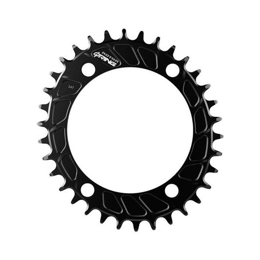 Soikea ROTOR Q-RING MTB -eturatas, yhdelle eturattaalle, 11/12-vaihteinen, 4 kiinnitysreikää, 110 mm — eturatas valkoisella taustalla