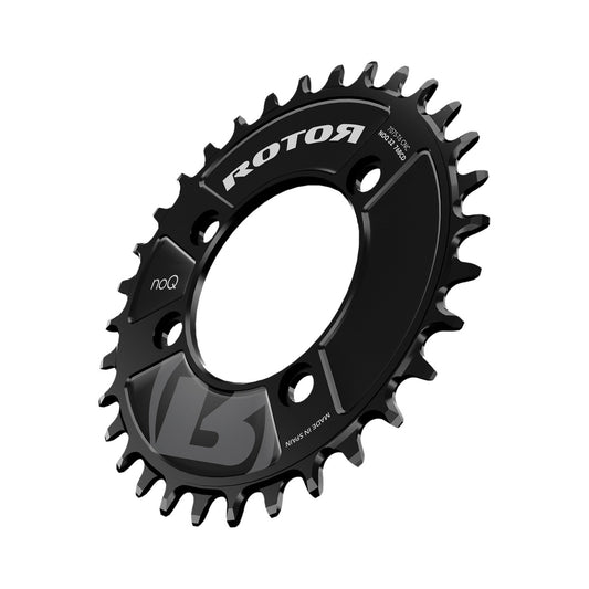 ROTOR noQ-RING X1 1x-eturatas, 9/10/11/12-vaihteinen, 4 kiinnitysreikää, 76 mm — eturatas valkoisella taustalla