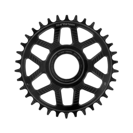 E-THIRTEEN HELIX RACE E-SPEC 1x-eturatas, 11/12-vaihteinen, Fazua Ride 60 -suorakiinnitys, musta — eturatas valkoisella taustalla