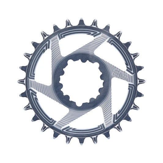 E-THIRTEEN HELIX RACE 1x-eturatas, 11/12-vaihteinen, SRAM Boost -suorakiinnitys, 3 mm:n siirtymä, harmaa — eturatas valkoisella taustalla