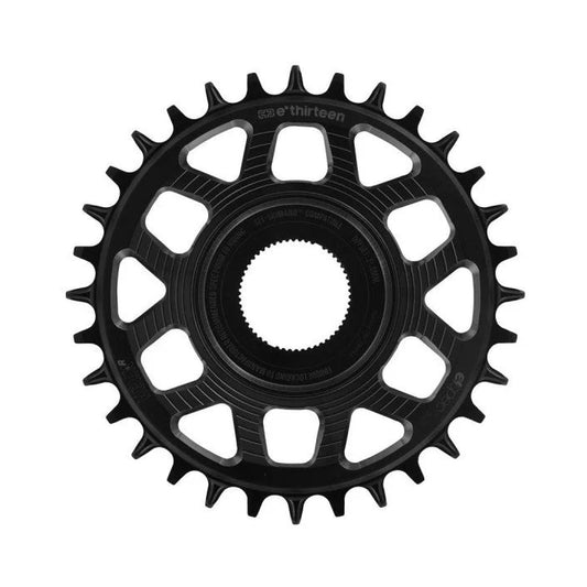 E-THIRTEEN HELIX RACE E-SPEC 1x-eturatas, 11/12-vaihteinen, Shimano EP8 -suorakiinnitys, musta — eturatas valkoisella taustalla