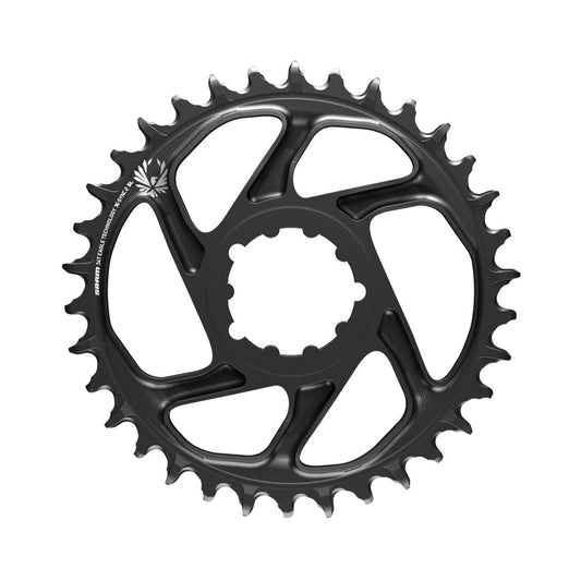 SRAM EAGLE X-SYNC 2 SL 1x-eturatas, 12-vaihteinen, suorakiinnitys, 6 mm:n siirtymä, musta — eturatas valkoisella taustalla