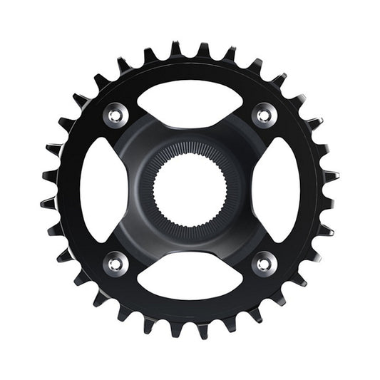 SHIMANO CR-EM800 1x-sähköpyörän eturatas, 12-vaihteinen — eturatas valkoisella taustalla