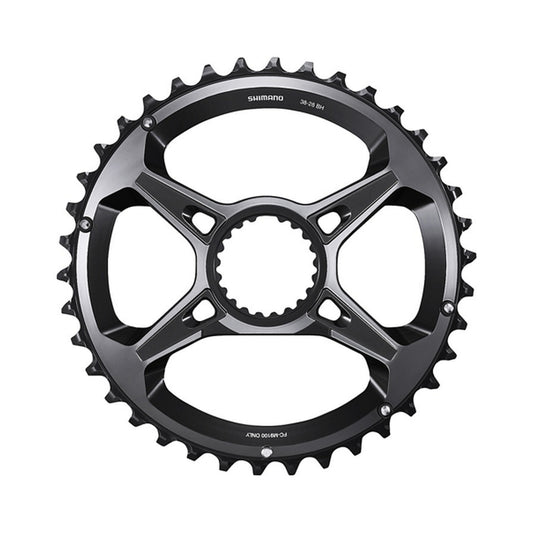 SHIMANO XTR -ulompi eturatas FC-M9100-2-kampiin (28–38 hammasta), 12-vaihteinen — eturatas valkoisella taustalla