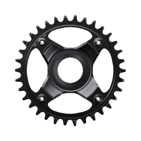 SHIMANO SM-CRE80-12-SB 1x-sähköpyörän eturatas, 12-vaihteinen, 56,5 mm:n ketjulinja — eturatas valkoisella taustalla