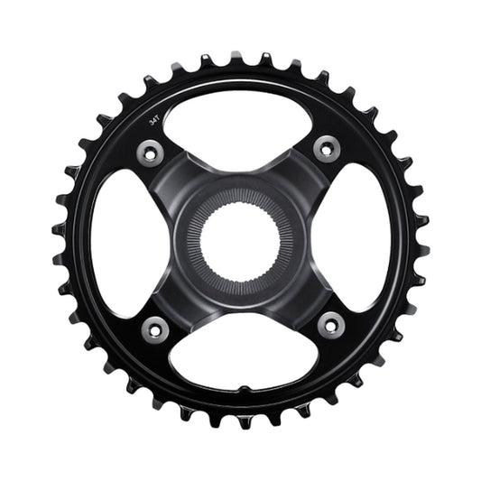 SHIMANO SM-CRE80-B 1x-sähköpyörän eturatas, 10/11-vaihteinen, 55 mm:n ketjulinja — eturatas valkoisella taustalla