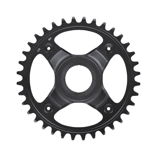 SHIMANO SM-CRE70-12-B 1x-sähköpyörän eturatas, 12-vaihteinen, 53 mm:n ketjulinja — eturatas valkoisella taustalla