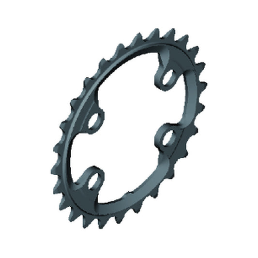 SHIMANO XTR -sisempi eturatas FC-M9020-2/FC-M9000-2/FC-M9020-B2-kampiin (28–38 hammasta), 11-vaihteinen — eturatas valkoisella taustalla