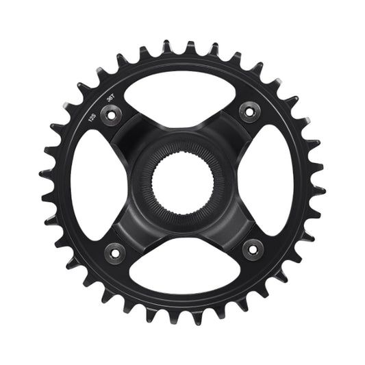 SHIMANO SM-CRE80-12-B 1x-sähköpyörän eturatas, 12-vaihteinen, 53 mm:n ketjulinja — eturatas valkoisella taustalla