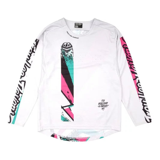 Maillot TROY LEE DESIGNS SPRINT FULL PULL Junior Manches Longues Blanc